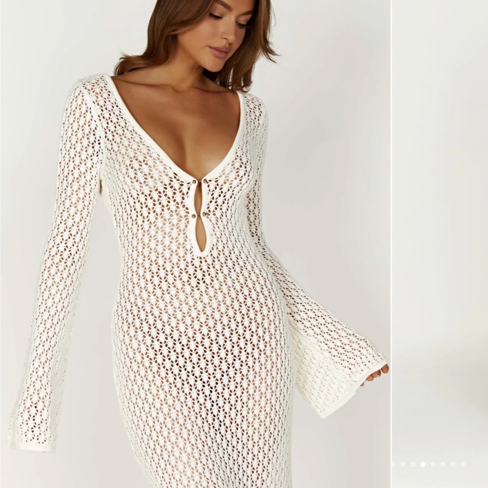 MESHKI Kayleigh Crotchet Fishtail Maxi Dress (XS)
